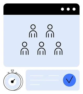 Team Collaboration and Task Management Interface with Timer and Checklist Stock Illustration