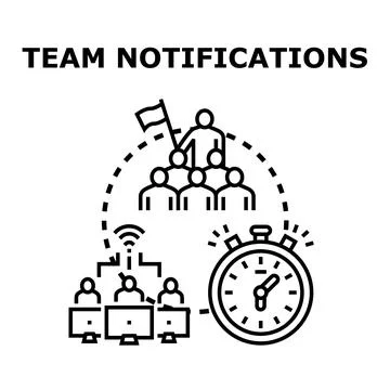 Team collaboration and timely project management notifications Stock Illustration