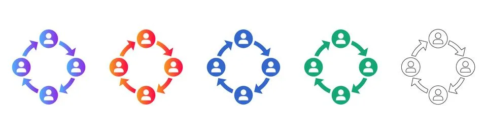 Team Collaboration and Workflow Cycle Icons Stock-Illustration