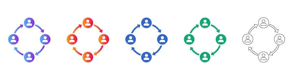 Team Collaboration and Workflow Cycle Icons Stock-Illustration