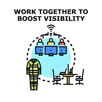 Team collaboration boosting online visibility concept Stock Illustration