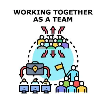 Team collaboration concept managing tasks and delegating work Stock Illustration