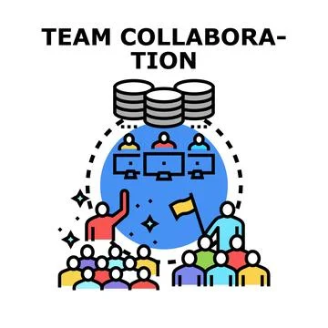 Team collaboration concept representing people working online Stock Illustration