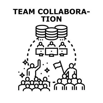 Team collaboration concept representing people working online Stock Illustration