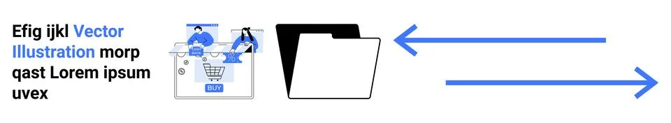 Team collaboration concept with shared folder and data flow イラスト素材
