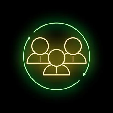 Team collaboration cycle neon icon representing people community Stock-Illustration