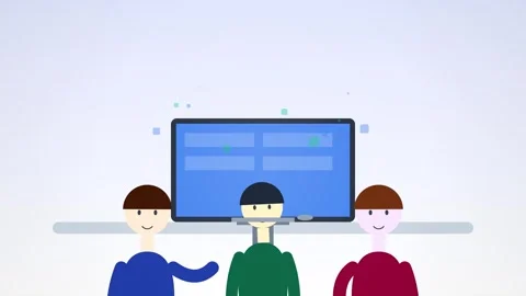 Team collaboration on digital screen interface illustration for remote work.. Stock Footage 344641168