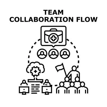 Team collaboration flow process for business success Ilustração Stock