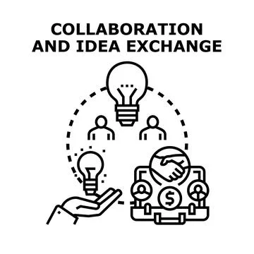 Team collaboration generating new ideas and exchanging knowledge Stock Illustration