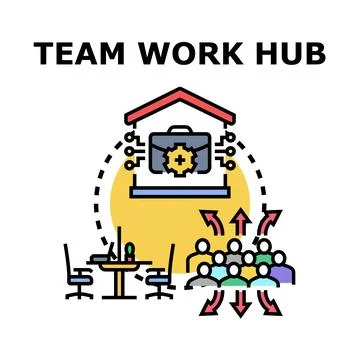 Team collaboration hub concept connecting remote workers Stock Illustration
