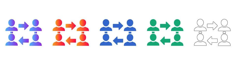 Team Collaboration Icons Set in Gradient Styles Ilustração Stock