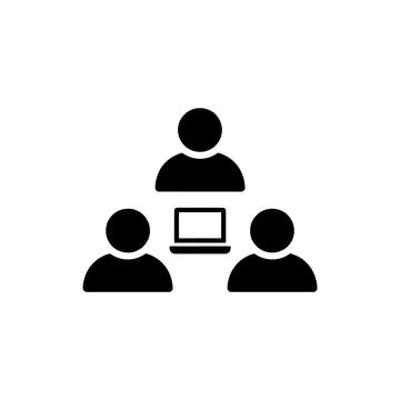 Team collaboration with laptop remote work group icon イラスト素材