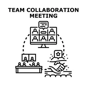 Team collaboration meeting concept with remote connection Stock Illustration
