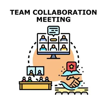 Team collaboration meeting concept with remote connection Illustrazione stock