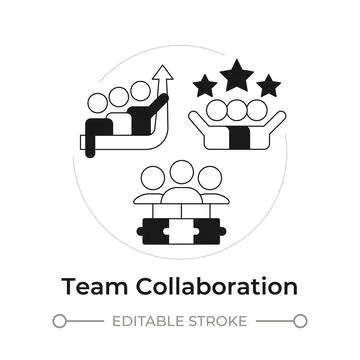 Team collaboration modern flat line concept icon Stock Illustration