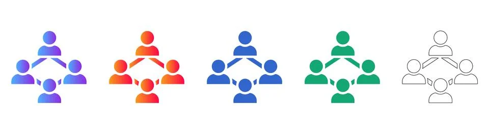 Team Collaboration Network Flow Icons Illustrazione stock