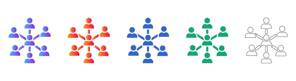 Team Collaboration Network Icons 스톡 일러스트