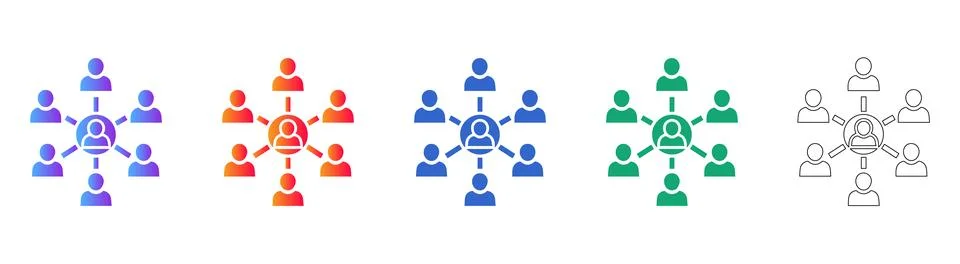 Team Collaboration Network Icons in Multiple Styles 스톡 일러스트