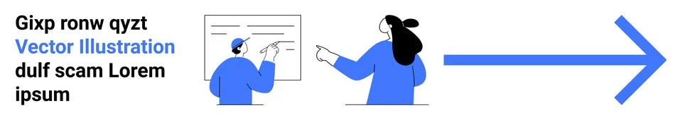 Team Collaboration with Presentation and Directional Arrow for Progress Stock Illustration