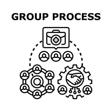 Team collaboration process development creating business synergy Illustrazione stock