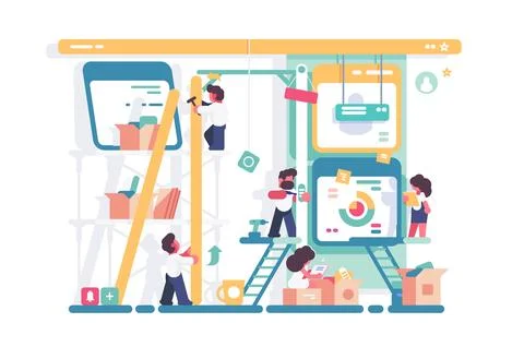 Team Collaboration on Project Stock Illustration