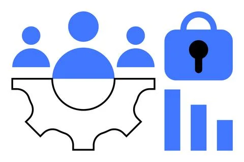 Team Collaboration with Security and Performance Metrics Illustration Stock Illustration