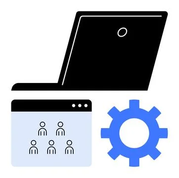 Team collaboration, software integration, workflow systems, project managemen Stock Illustration