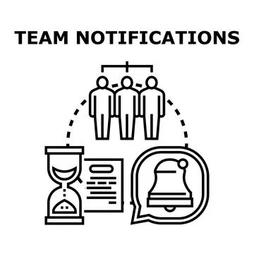 Team collaboration system sending important notifications and reminders Ilustração Stock