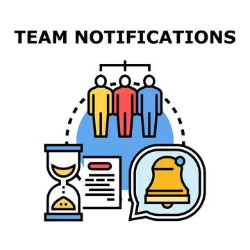 Team collaboration system sending important notifications and reminders Ilustração Stock