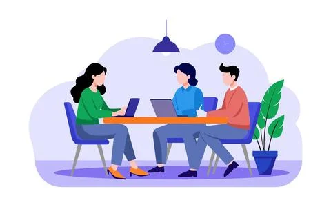 Team Collaboration at Table Stock Illustration