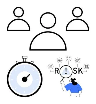 Team Collaboration, Time Management and Risk Analysis for Efficient Project.. Illustrazione stock