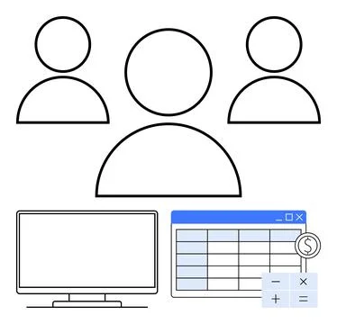 Team collaboration using digital tools for financial planning and data mana.. イラスト素材