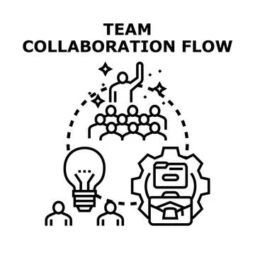 Team collaboration working flow for business productivity Illustrazione stock
