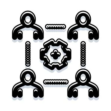 Team collaboration working on shared business integration Illustrazione stock