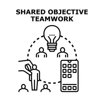 Team collaboration working on shared objective idea development Stockillustratie