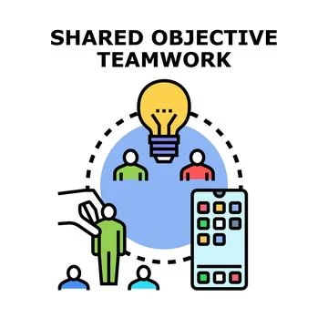 Team collaboration working on shared objective idea development 库存插图