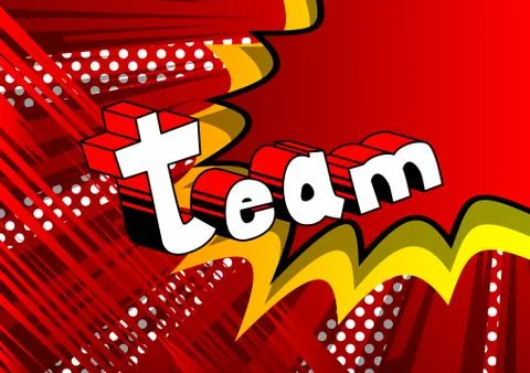 Team - Comic book style phrase on abstract background. Illustrazione stock