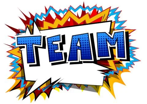 Team - Comic book style phrase on abstract background. Illustrazione stock