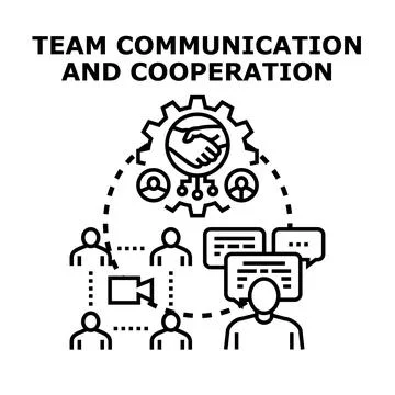 Team communication and cooperation concept forming business partnership Stock Illustration