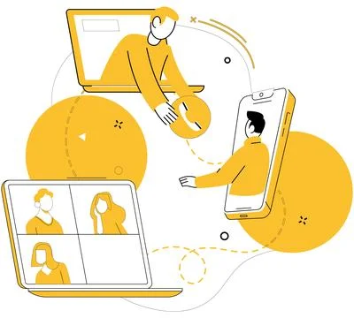 Team communication. Collaborate intelligently, turning information into Stock Illustration