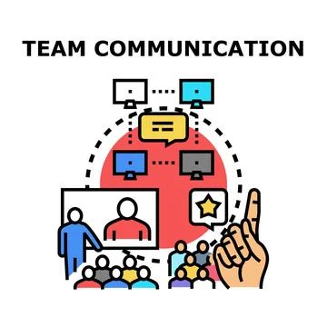 Team communication presenting online collaboration strategy Stock Illustration