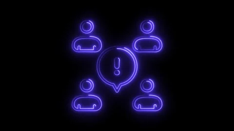 Team communication problem alert neon style symbol on black background anim.. Stock Footage 308998778