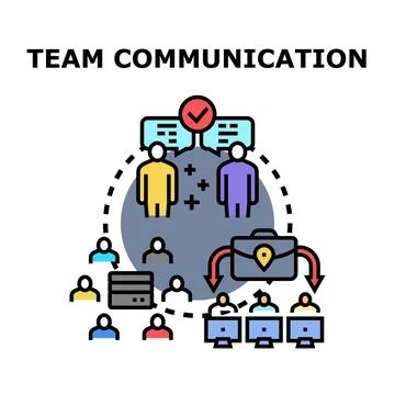 Team communication strategy discussing project development process Stock Illustration