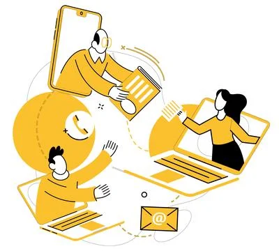 Team communication. Success unfolds as professionals join forces in spirit team 스톡 일러스트