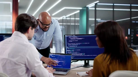 Team Of Computer Engineers Coding Stock Footage 330248249