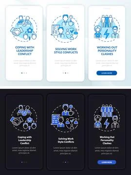Team conflicts onboarding mobile app page screen Stock Illustration