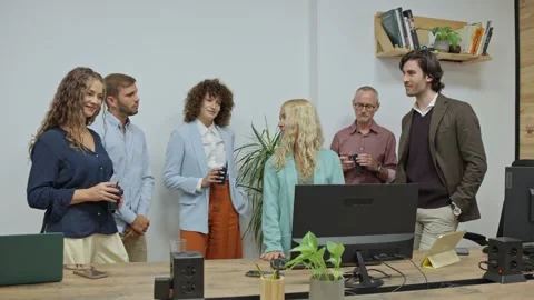 Team congratulating manager using computer - business concept Stock Footage 292244247