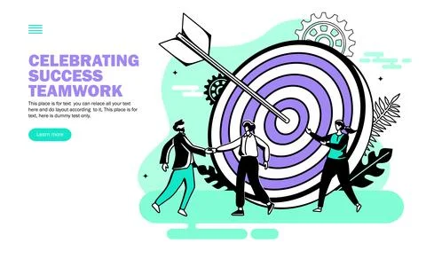 Team congratulating for target achievement, vector Illustrazione stock