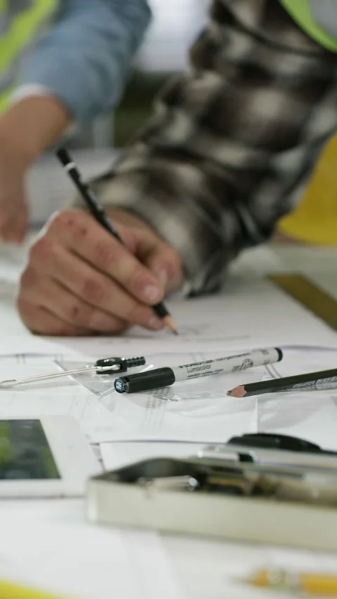 Team, construction and blueprint with hands of people for building, inspection Stock Footage 327182497