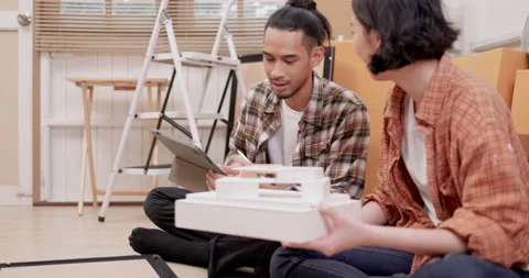 Team Construction contractor are designing furniture model  Stock Footage 162525732